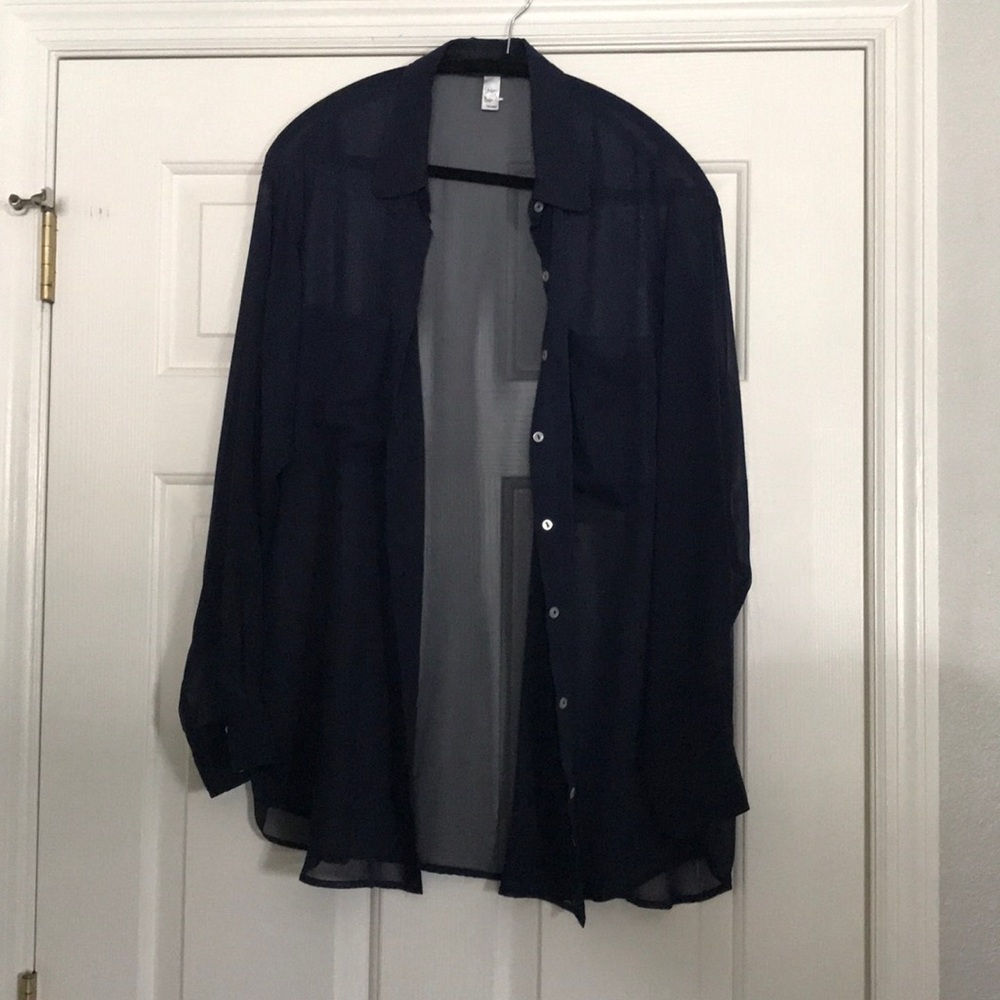 Navy American apparel chiffon blouse